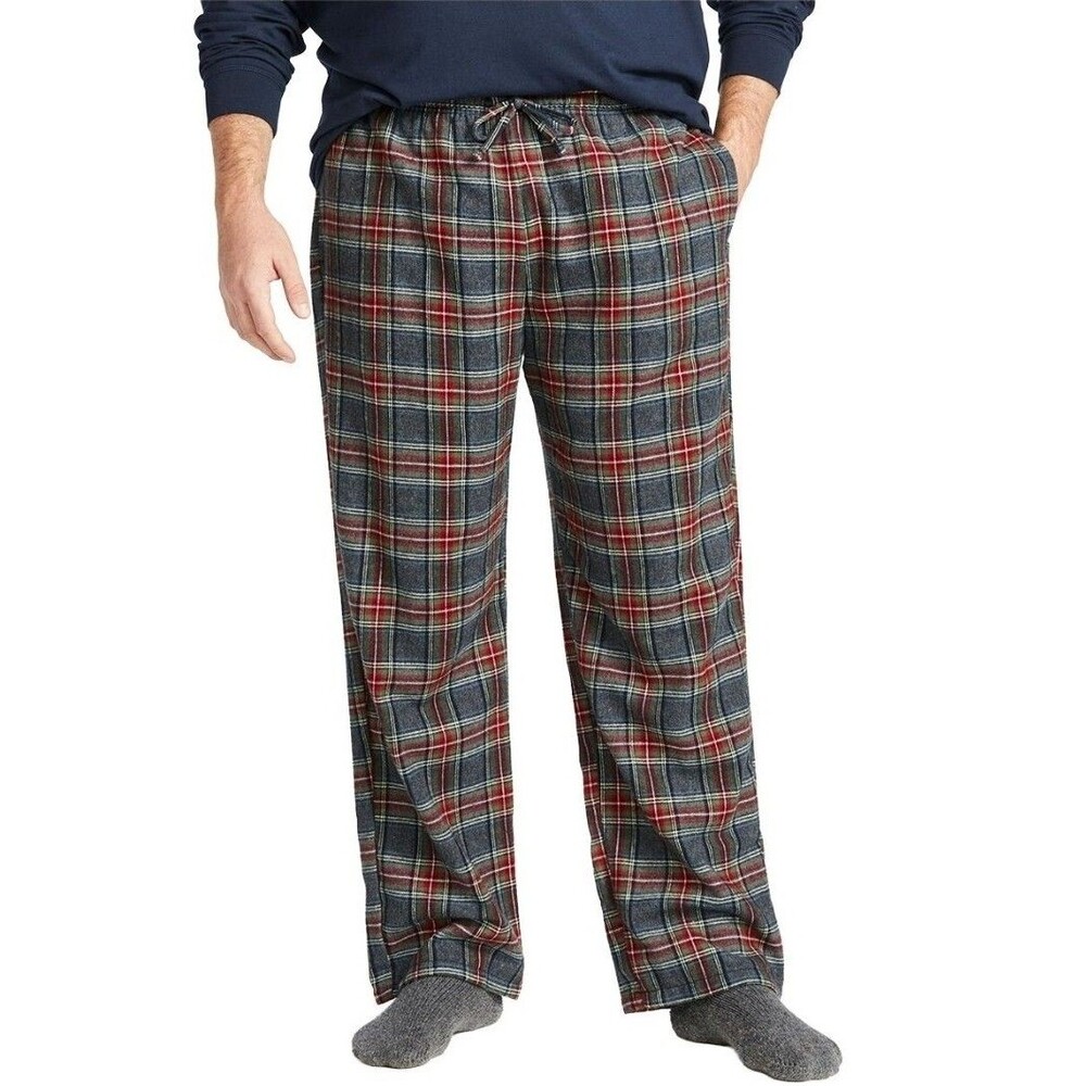 LL Bean Men’s Scotch Flannel Plaid Cotton Drawstring Lounge PJ Pants SMALL Grey